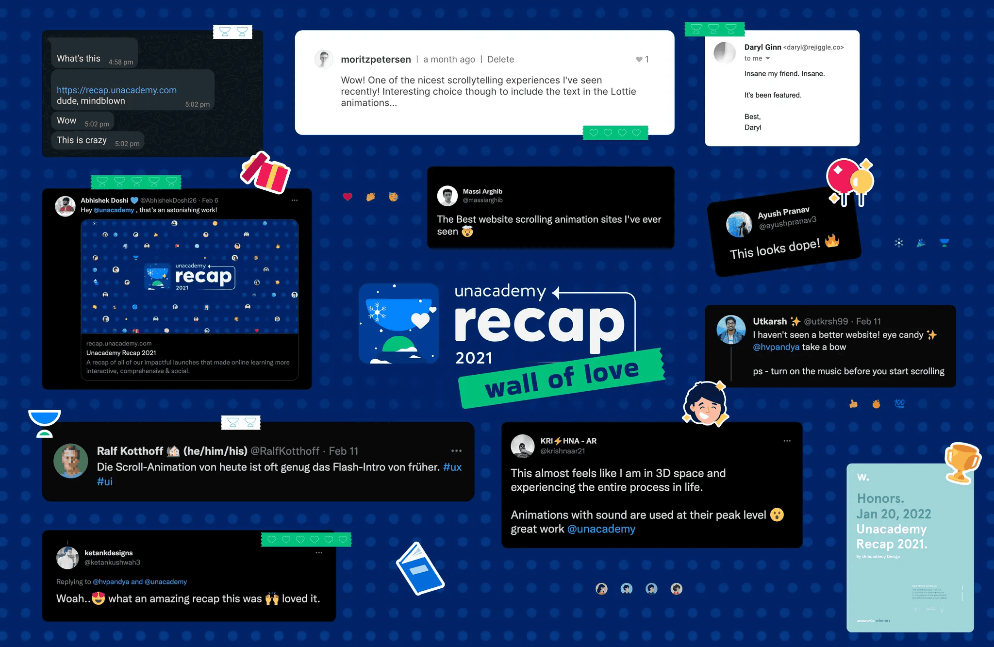 Unacademy Recap 2021 wall of love