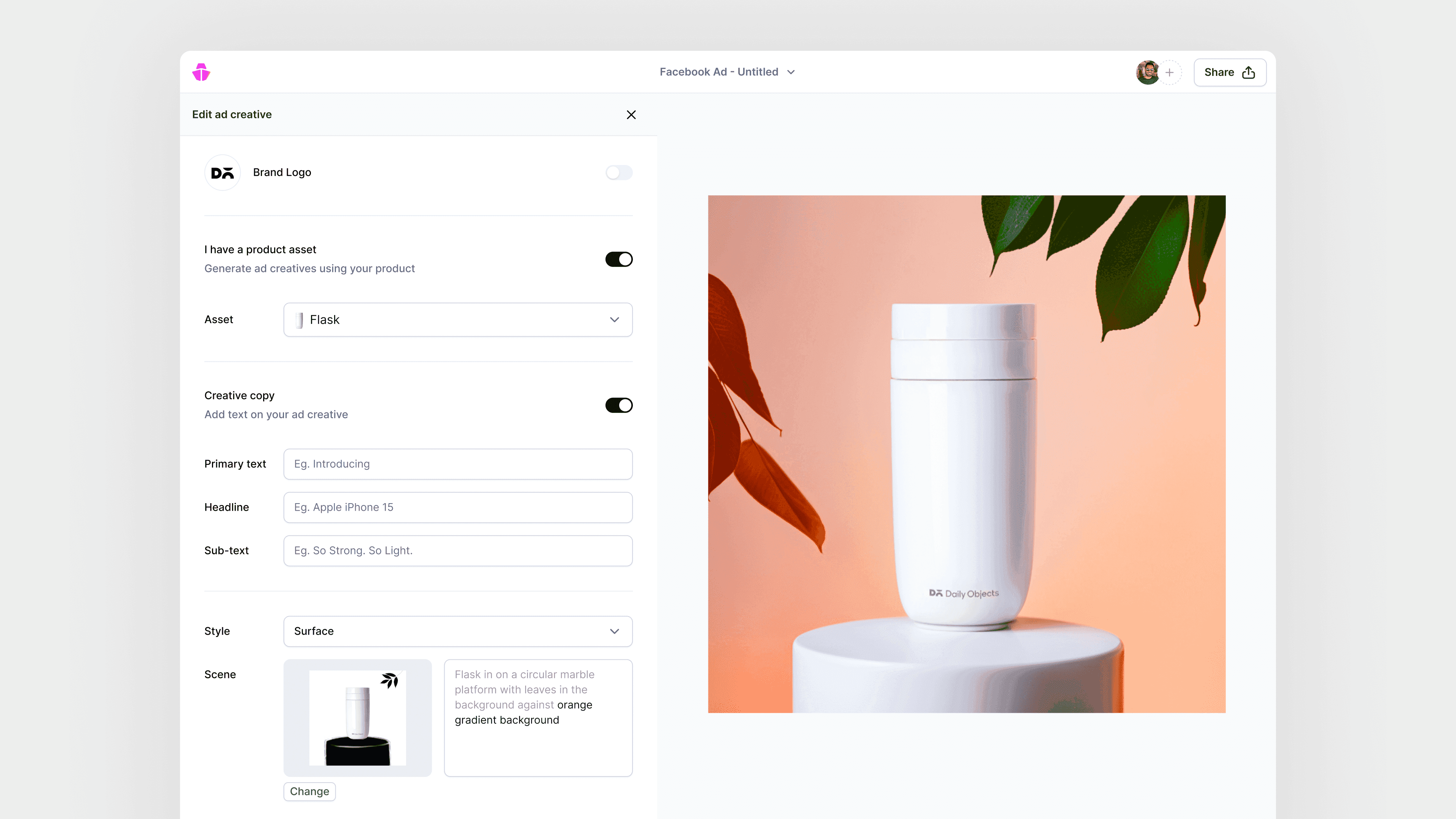 Cohesive creative studio product catalog workflow
