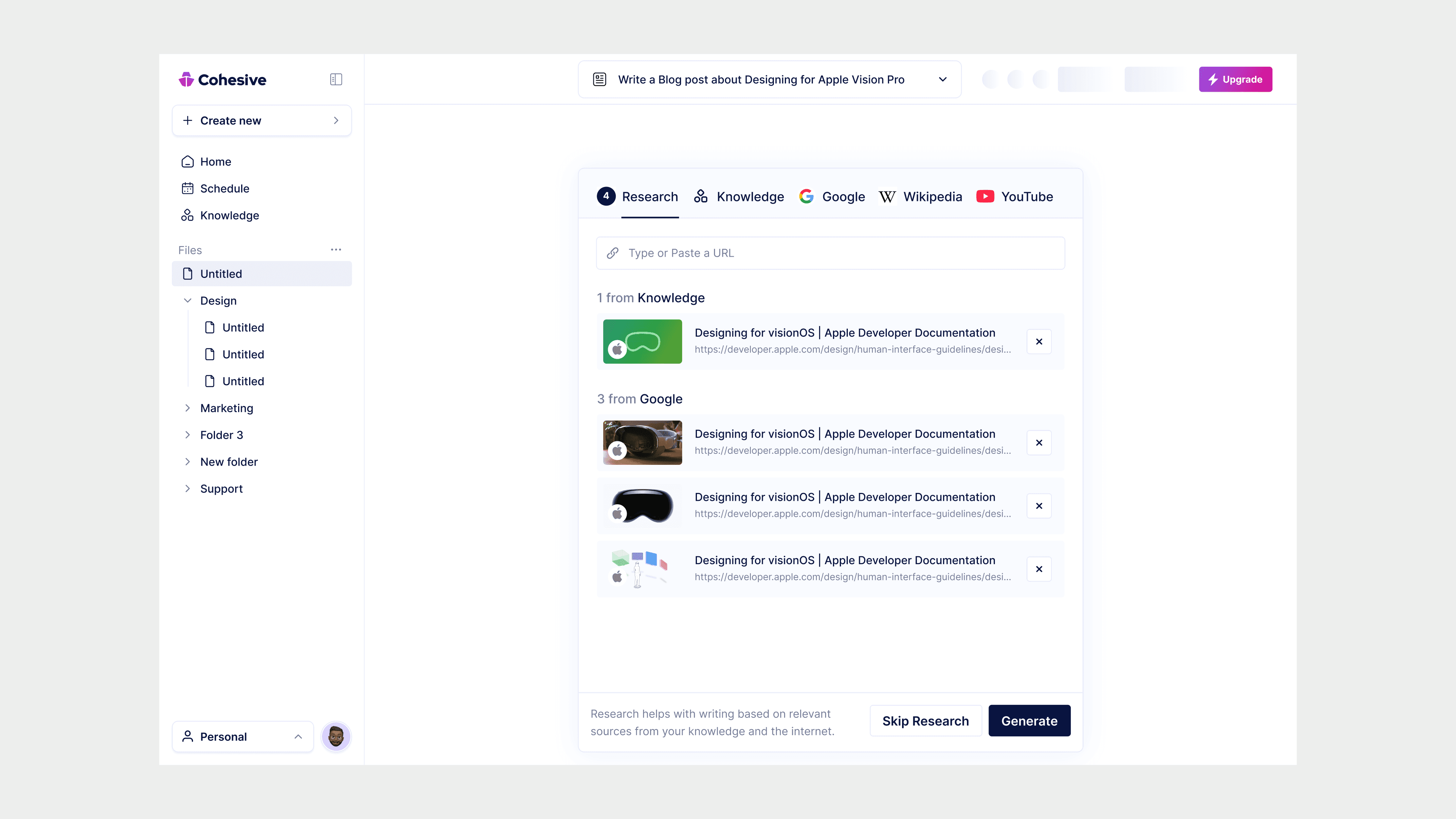 Cohesive future directions variation workflow