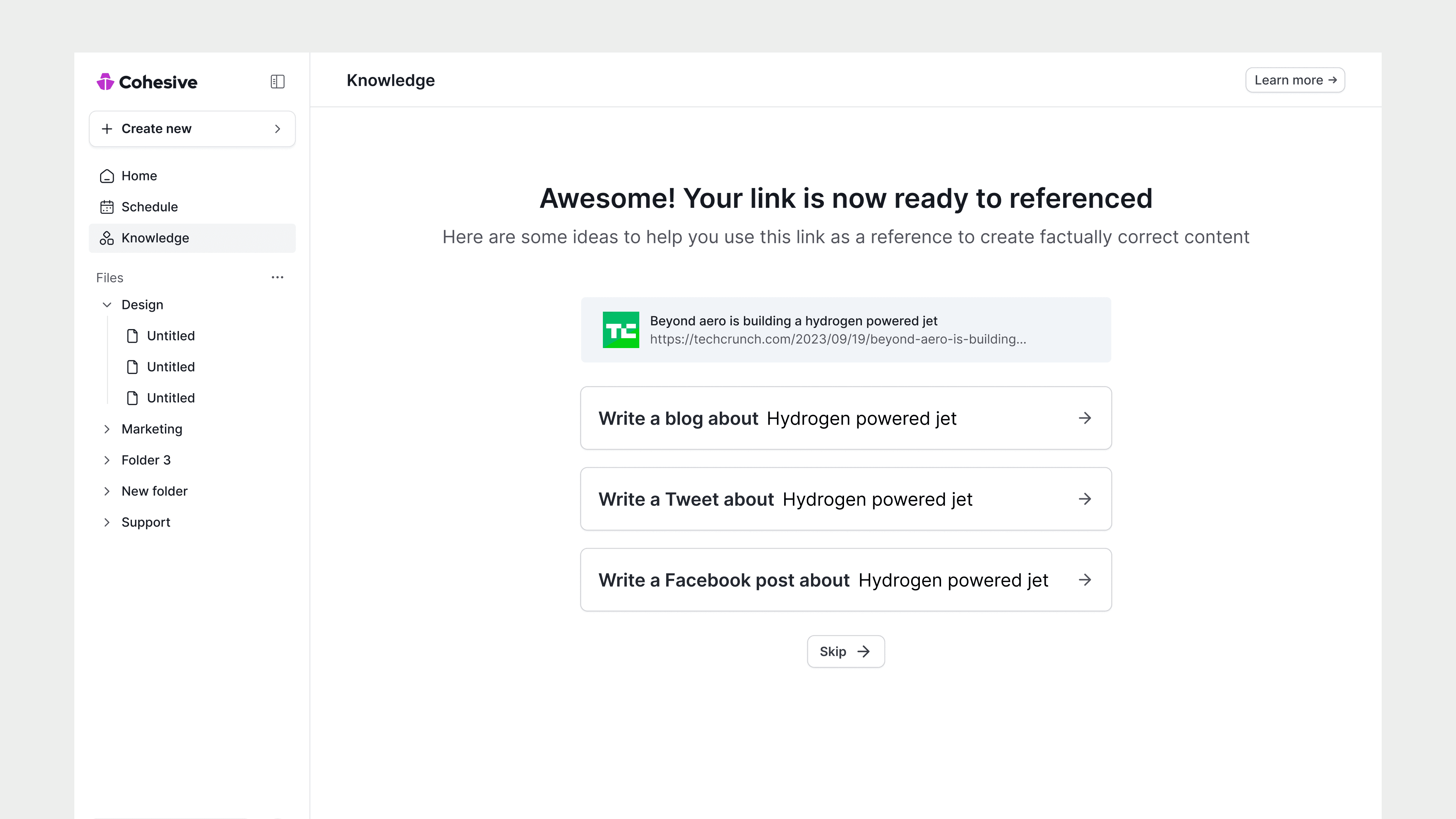 Cohesive generated content screen