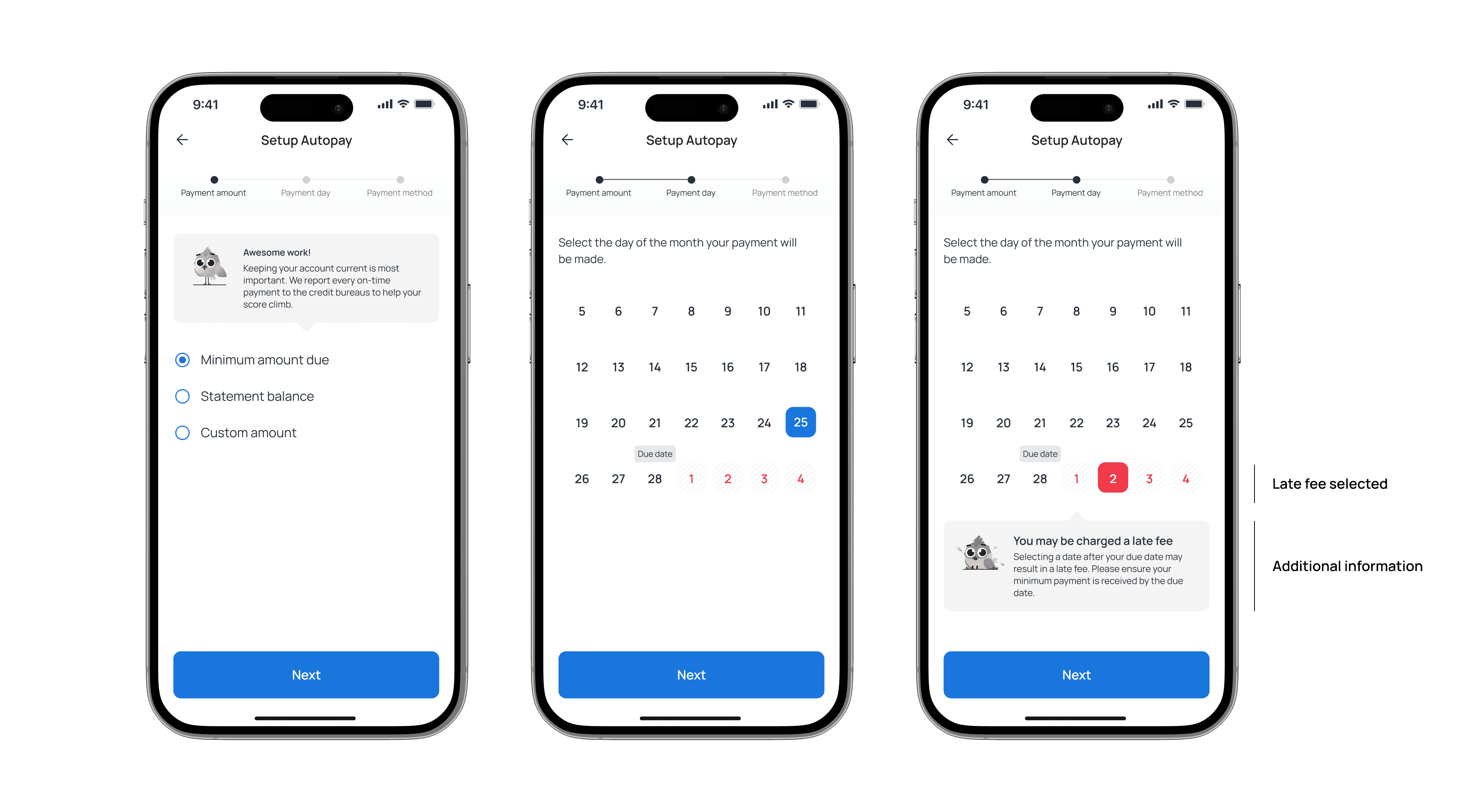Sparrow autopay date selection flow