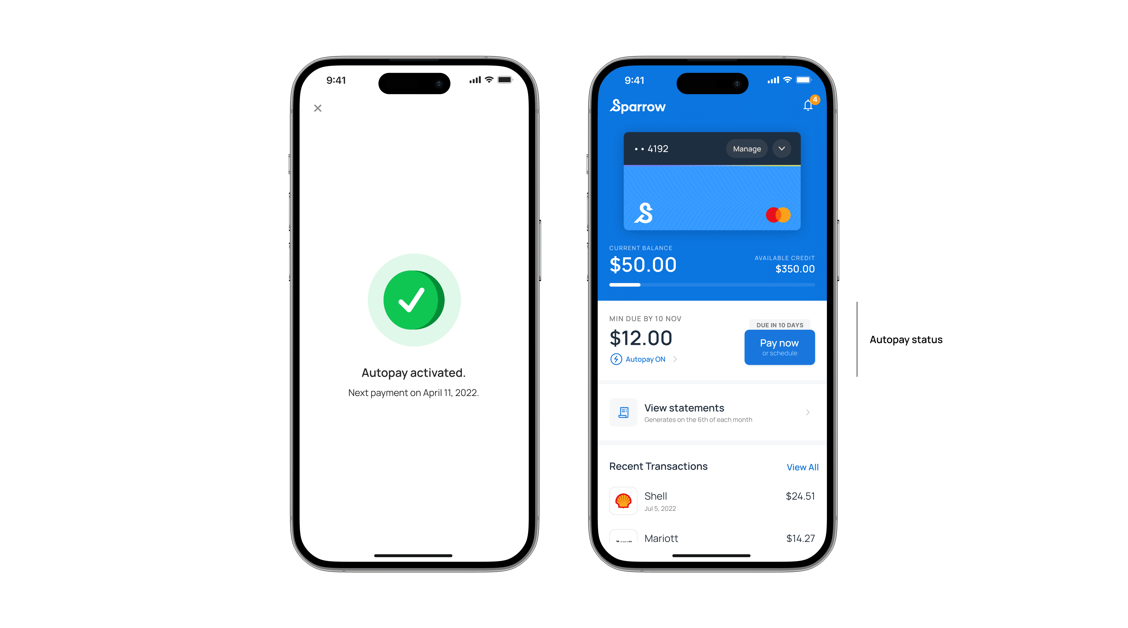 Sparrow autopay payment mode flow
