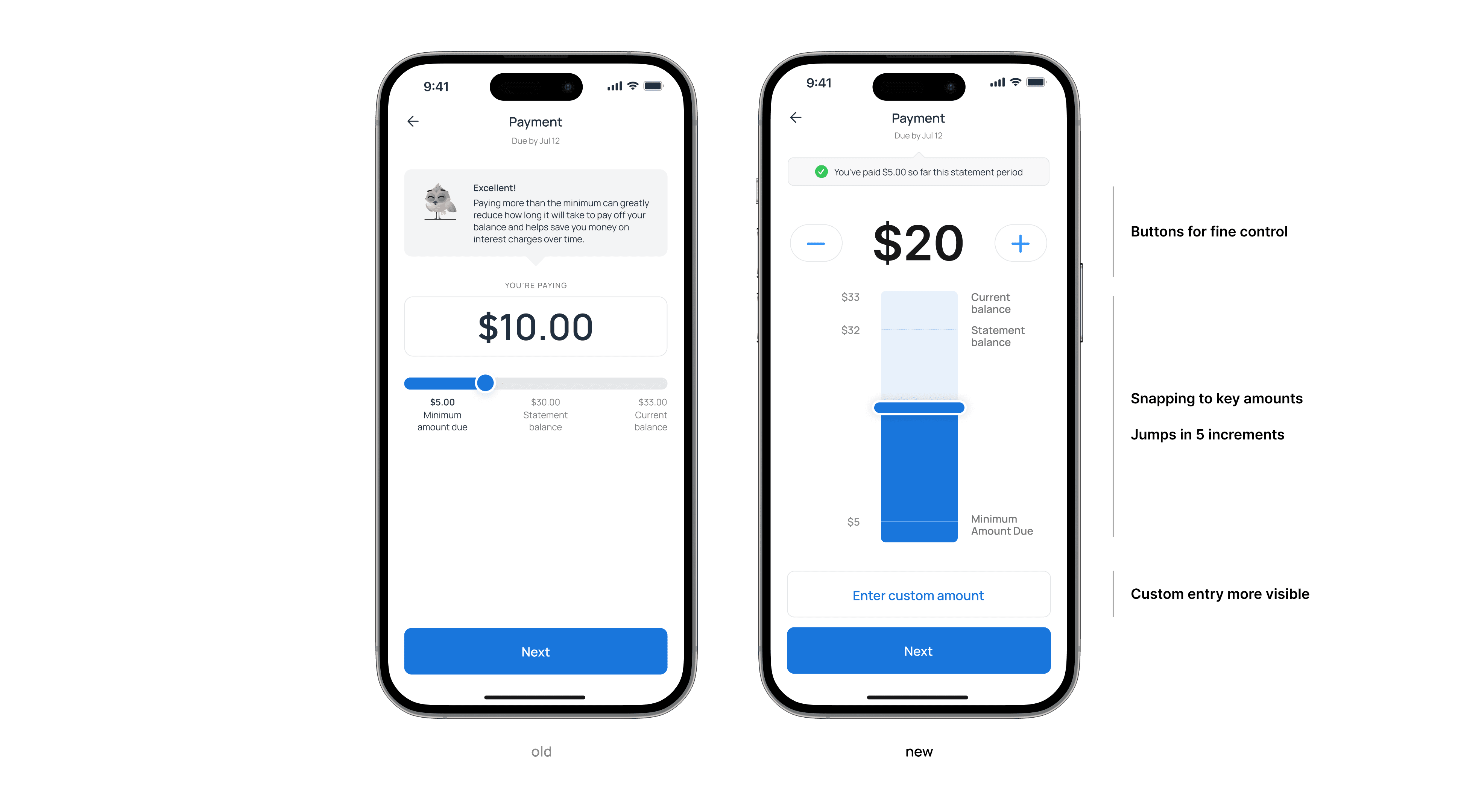 Sparrow payment slider interface