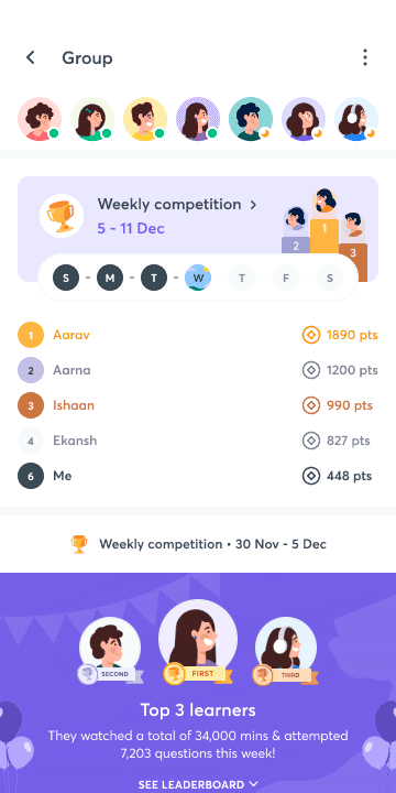 Unacademy groups feed screen
