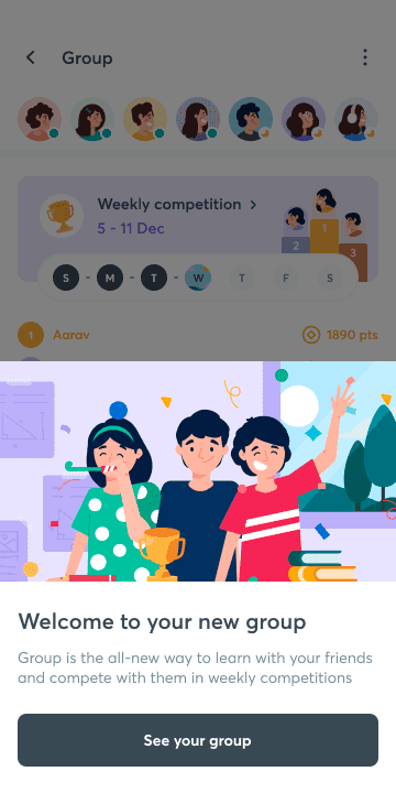 Unacademy groups milestone screen