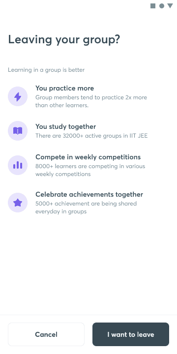 Unacademy groups members screen