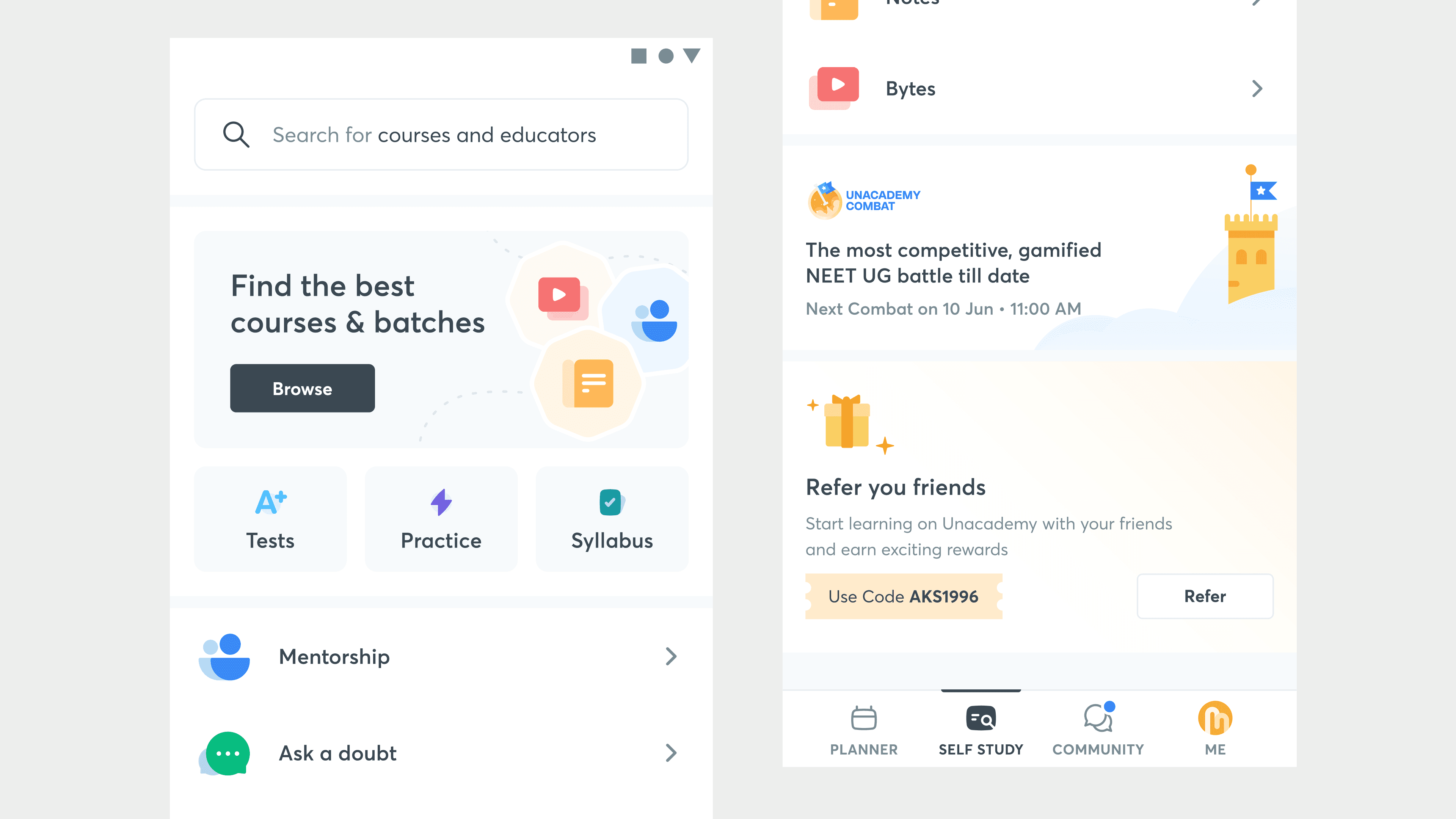 Unacademy planner calendar view